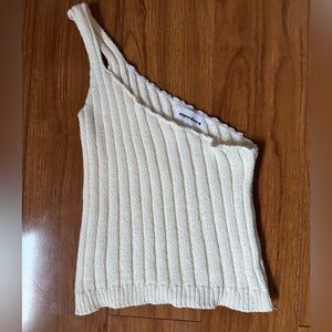 Women’s Superdown Cream Ribbed Asymmetrical Top Size S
